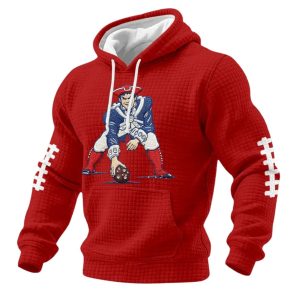 Pat Patriot Patriots Football Print Checkered Fabric Hoodie 1
