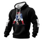 Pat Patriot Patriots Football Print Checkered Fabric Hoodie