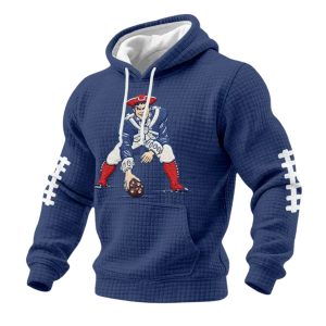 Pat Patriot Patriots Football Print Checkered Fabric Hoodie 3