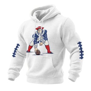 Pat Patriot Patriots Football Print Checkered Fabric Hoodie