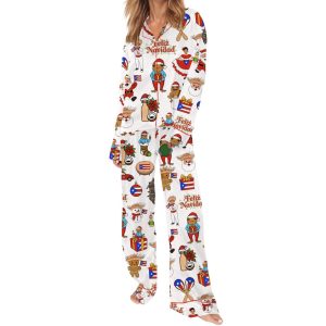 Puerto Rican Christmas Silky Satin Pajama Set 1