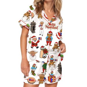 Puerto Rican Christmas Silky Satin Pajama Set 3