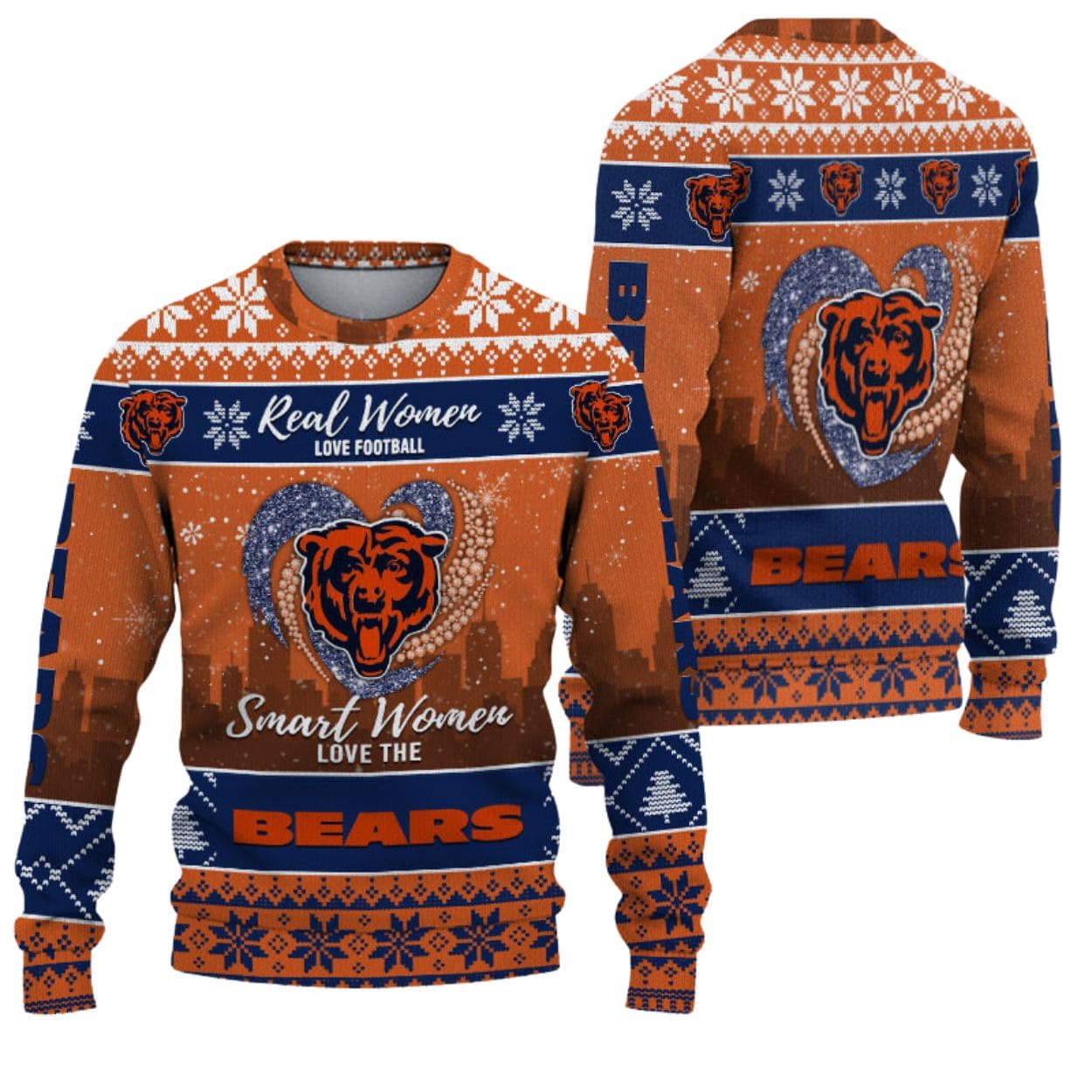 Real Women Love Football Smart Women Love The Bears Ugly Christmas Sweater 1 Real Women Love Football Smart Women Love The Bears Ugly Christmas Sweater 1