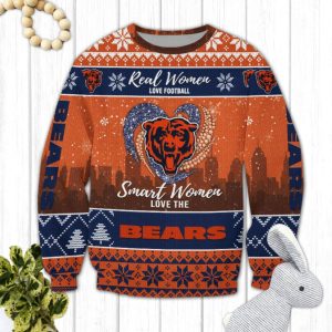Real Women Love Football Smart Women Love The Bears Ugly Christmas Sweater 1 Real Women Love Football Smart Women Love The Bears Ugly Christmas Sweater