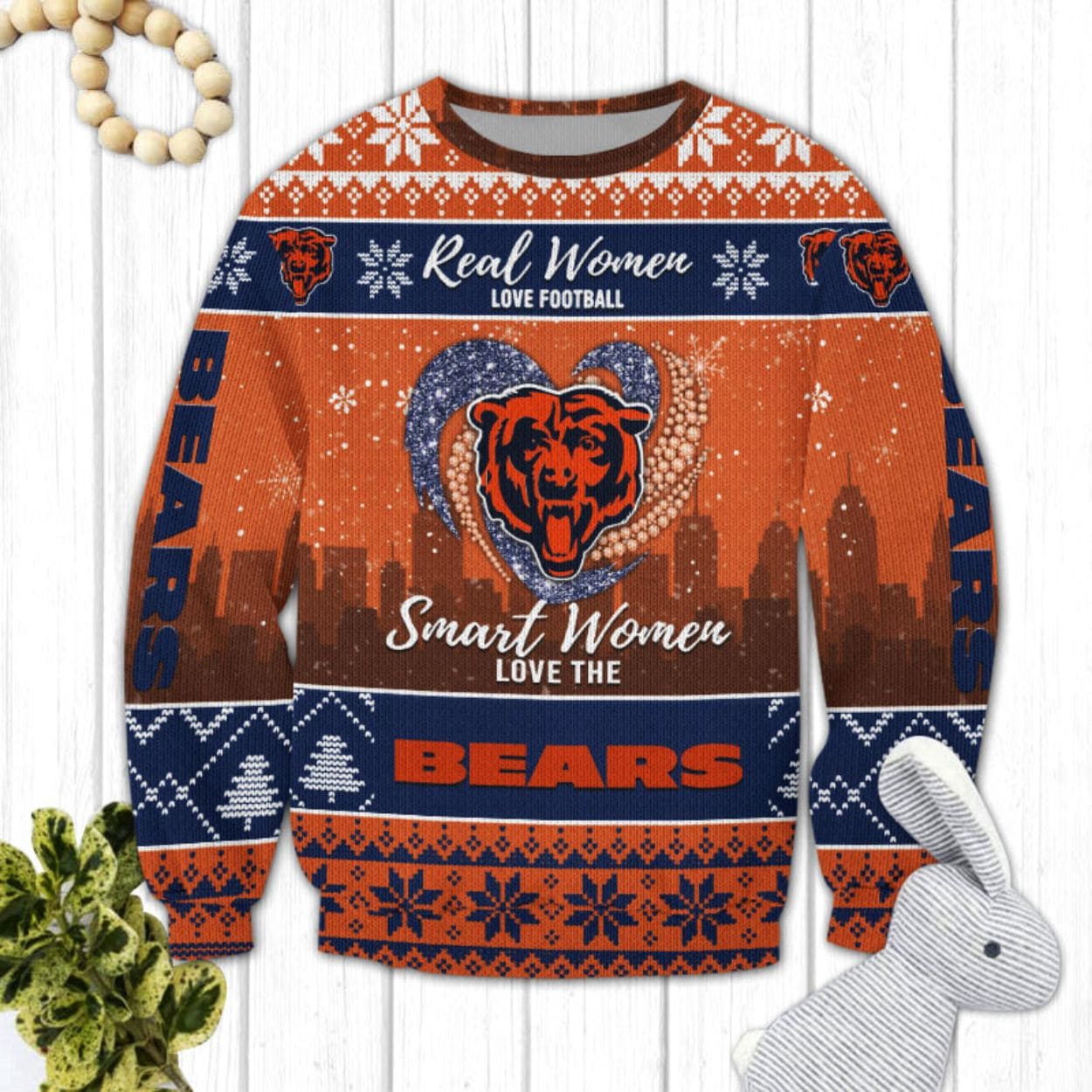 Real Women Love Football Smart Women Love The Bears Ugly Christmas Sweater Real Women Love Football Smart Women Love The Bears Ugly Christmas Sweater