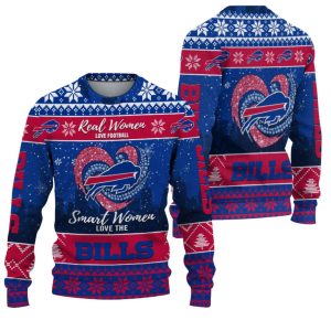 Real Women Love Football Smart Women Love The Bills Ugly Christmas Sweater 1