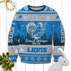 Real Women Love Football Smart Women Love The Lions Ugly Christmas Sweater