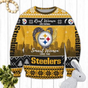 Real Women Love Football Smart Women Love The Steelers Ugly Christmas Sweater