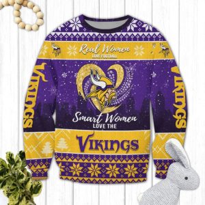 Real Women Love Football Smart Women Love The Vikings Ugly Christmas Sweater