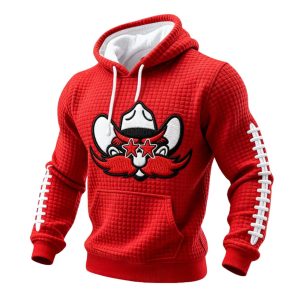 Texas Tech Football Print Waffle Fabric Hoodie 5 Texas Tech Football Print Waffle Fabric Hoodie