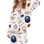 Retro Airline Inspired Silky Satin Pajama Set