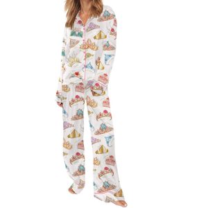 Retro Princess Crown Silky Satin Pajama Set 1
