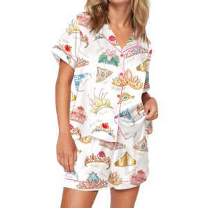Retro Princess Crown Silky Satin Pajama Set 3