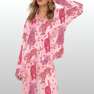 Retro Valentines Day Silky Satin Pajama Set