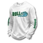 Roll Green Wave Print Waffle Fabric Sweatshirt
