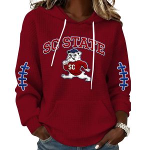 SC State Bulldogs Football Print Waffle Fabric Hoodie 3 SC State Bulldogs Football Print Waffle Fabric Hoodie 1
