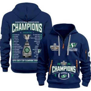 Saskatchewan Roughriders 2025 Grey Cup Champions Quarter Zip Hoodie 3