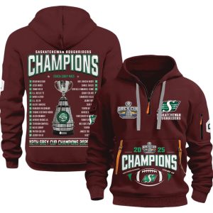 Saskatchewan Roughriders 2025 Grey Cup Champions Quarter Zip Hoodie