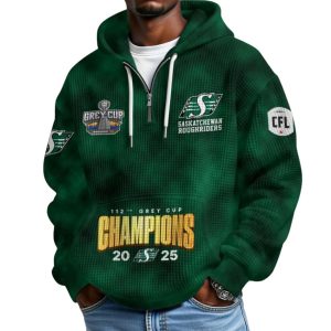 Saskatchewan Roughriders 2025 Grey Cup Champions Waffle Hoodie 2