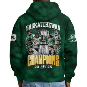 Saskatchewan Roughriders 2025 Grey Cup Champions Waffle Hoodie
