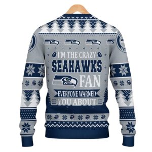 Seahawks DK Metcalf I Am The Crazy Seahawks Fan Christmas Ugly Sweater