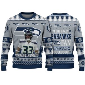 Seahawks Jamal Adams I Am The Crazy Seahawks Fan Christmas Ugly Sweater