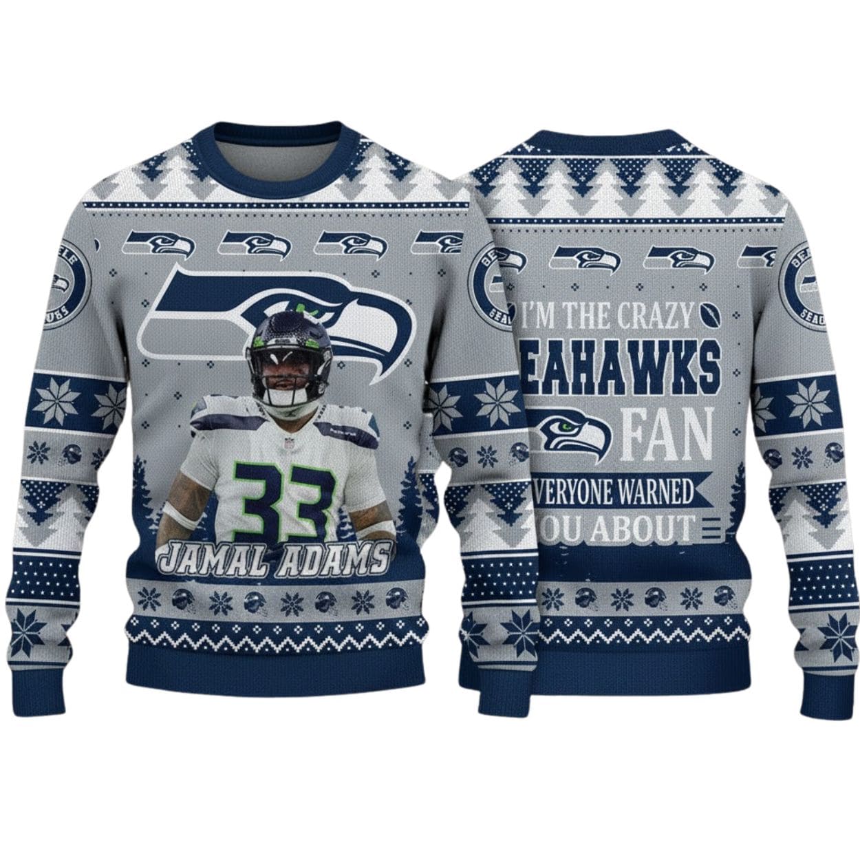 Seahawks Jamal Adams I Am The Crazy Seahawks Fan Christmas Ugly Sweater Seahawks Jamal Adams I Am The Crazy Seahawks Fan Christmas Ugly Sweater