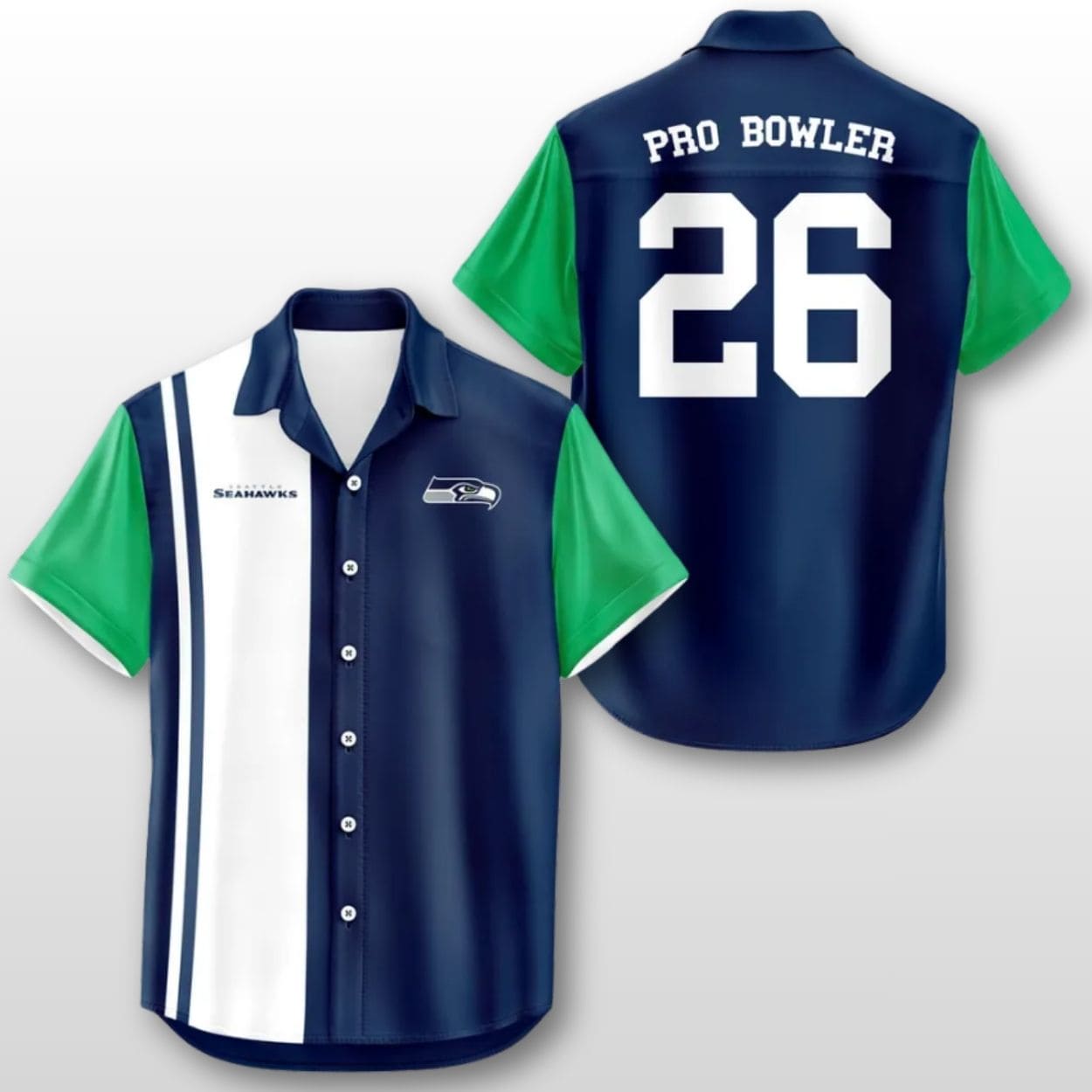 Seahawks Pro Bowler Bowling Button Up Shirt 2 Seahawks Pro Bowler Bowling Button Up Shirt 2