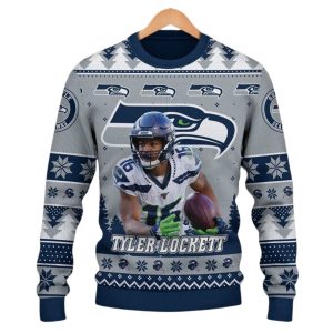 Seahawks Tyler Lockett I Am The Crazy Seahawks Fan Christmas Ugly Sweater 1