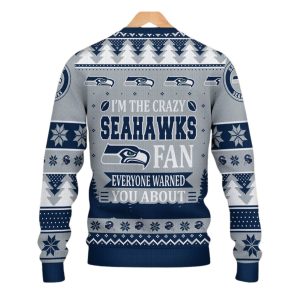 Seahawks Tyler Lockett I Am The Crazy Seahawks Fan Christmas Ugly Sweater 2'