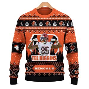 Tee Higgins Don't Mess With Bengals Fan Christmas Ugly Sweater 1