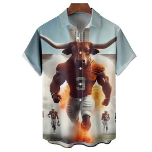 Texas American Football Bull Hawaiian Shirt 1 Texas American Football Bull Hawaiian Shirt