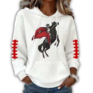 Texas Tech Football Retro Print Waffle Fabric Hoodie 1