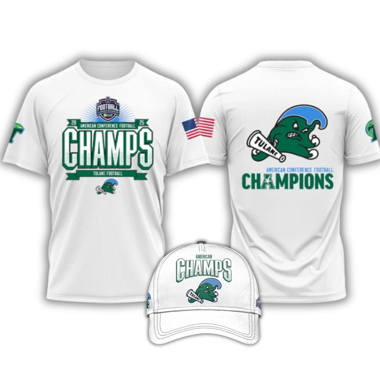 Tulane Football 2025 American Conference Football Champions Shirt Tulane Football 2025 American Conference Football Champions Shirt