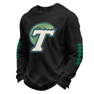 Tulane Football Print Waffle fabric Sweatshirt