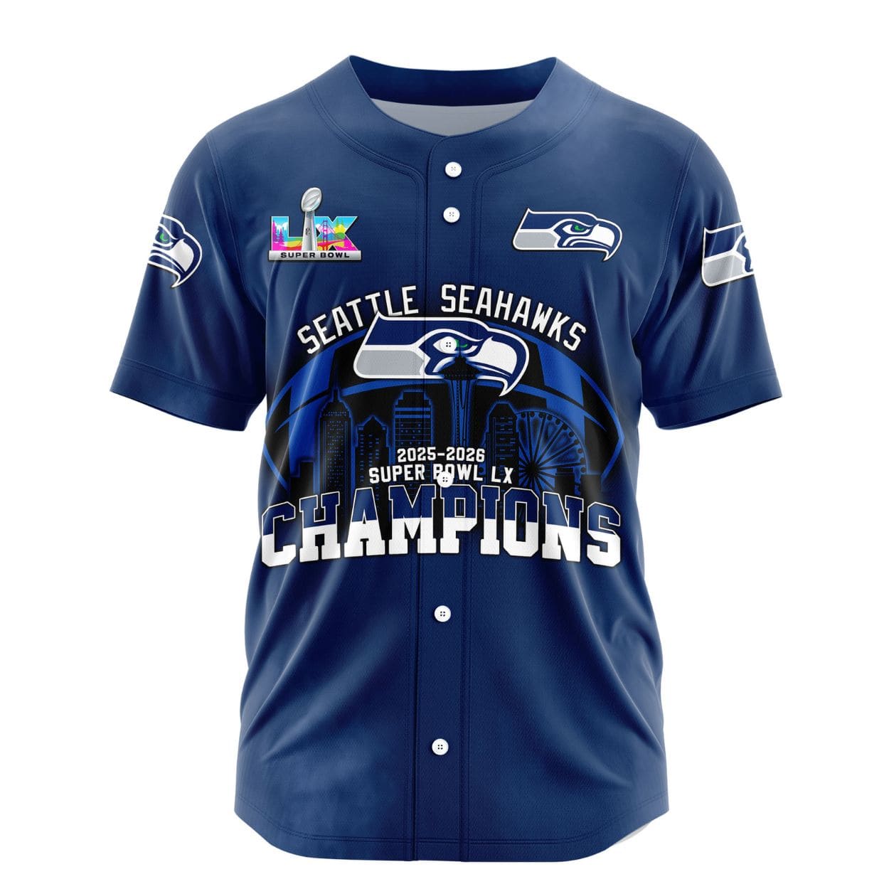 2026 Seattle Seahawks LX Champions Baseball Jersey 2026 Seattle Seahawks LX Champions Baseball Jersey