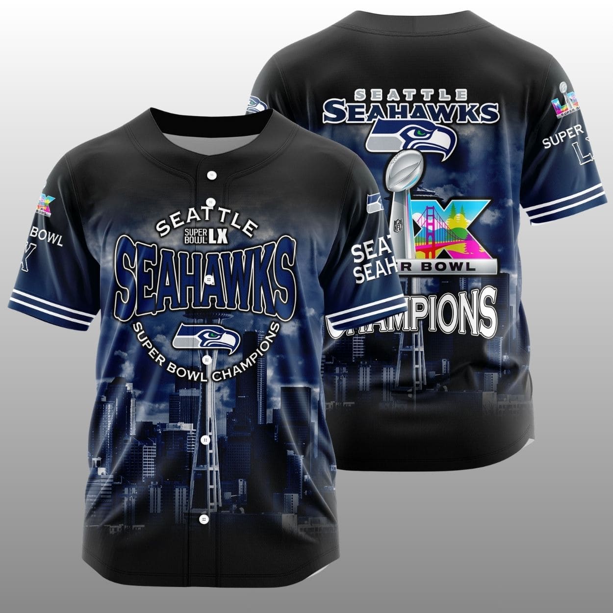 2026 Seattle Seahawks LX Champions Commemorative Baseball Jersey 2026 Seattle Seahawks LX Champions Commemorative Baseball Jersey