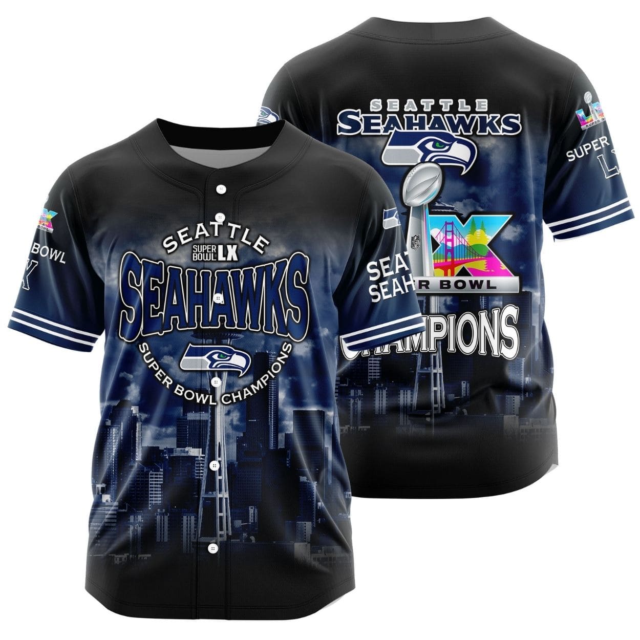 2026 Seattle Seahawks LX Champions Commemorative Baseball Jersey 2026 Seattle Seahawks LX Champions Commemorative Baseball Jersey