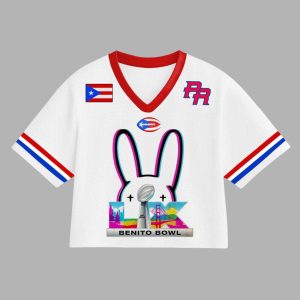 Bad Bunny Benito Bowl LX Croptop Football Jersey 2 Bad Bunny Benito Bowl LX Croptop Football Jersey 1