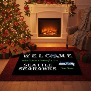 Customized Welcome This House Cheers For The Seahawks Doormat 2