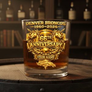 Denver Broncos 66th Anniversary 1960 2026 Whiskey Glass 2