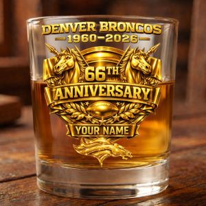 Denver Broncos 66th Anniversary 1960 2026 Whiskey Glass