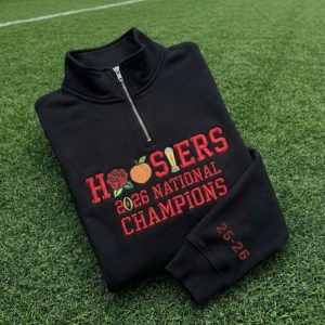 Hoosiers 2026 National Champions Quarter-Zip Sweatshirt – Limited Edition Anniversary Collection 2 Embroidered Hoosiers 2026 National Champions Quarter Zip Sweatshirt 1