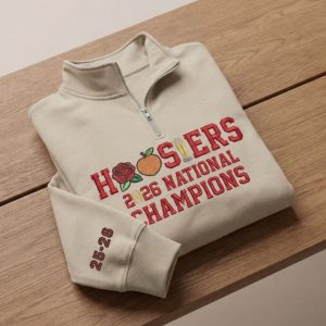 Hoosiers 2026 National Champions Quarter-Zip Sweatshirt – Limited Edition Anniversary Collection 1 Embroidered Hoosiers 2026 National Champions Quarter Zip Sweatshirt 2