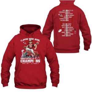 Hoosiers Flippin' Rose Bowl Champions Undefeated 14 0 Two Sided Shirt 1