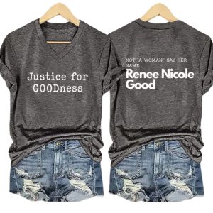 Justice For Goodness Not A Woman Say Her Name Renee Nicole Good Print V Neck T Shirt 1
