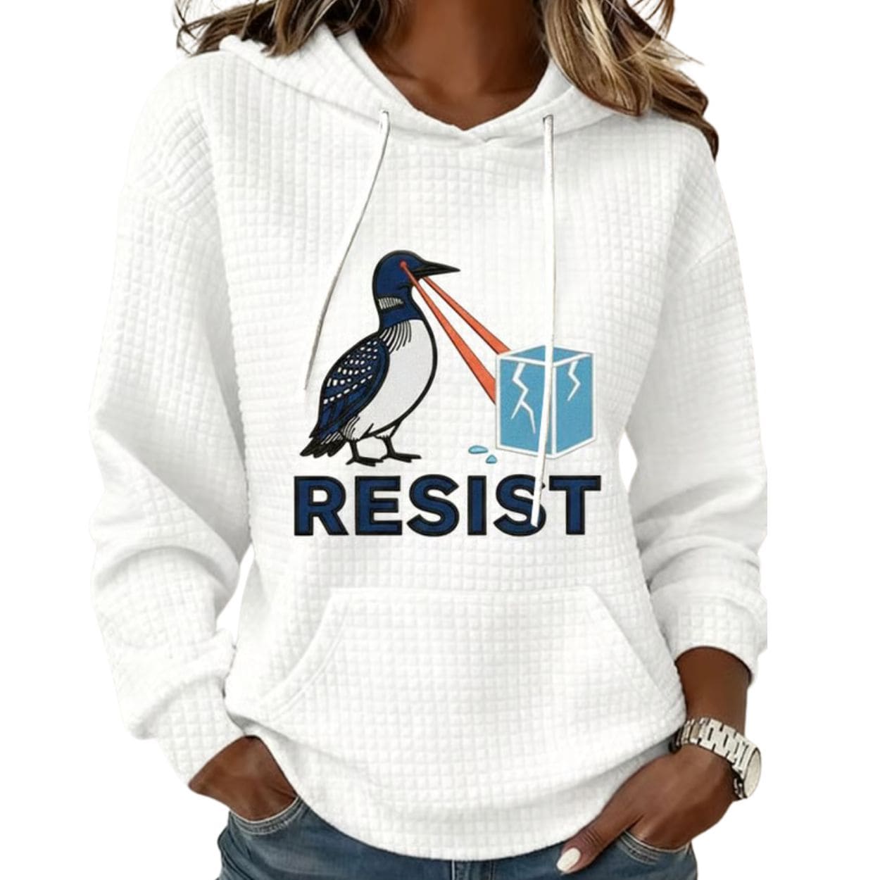 Laser Loon RESIST Print Waffle Hoodie Laser Loon RESIST Print Waffle Hoodie