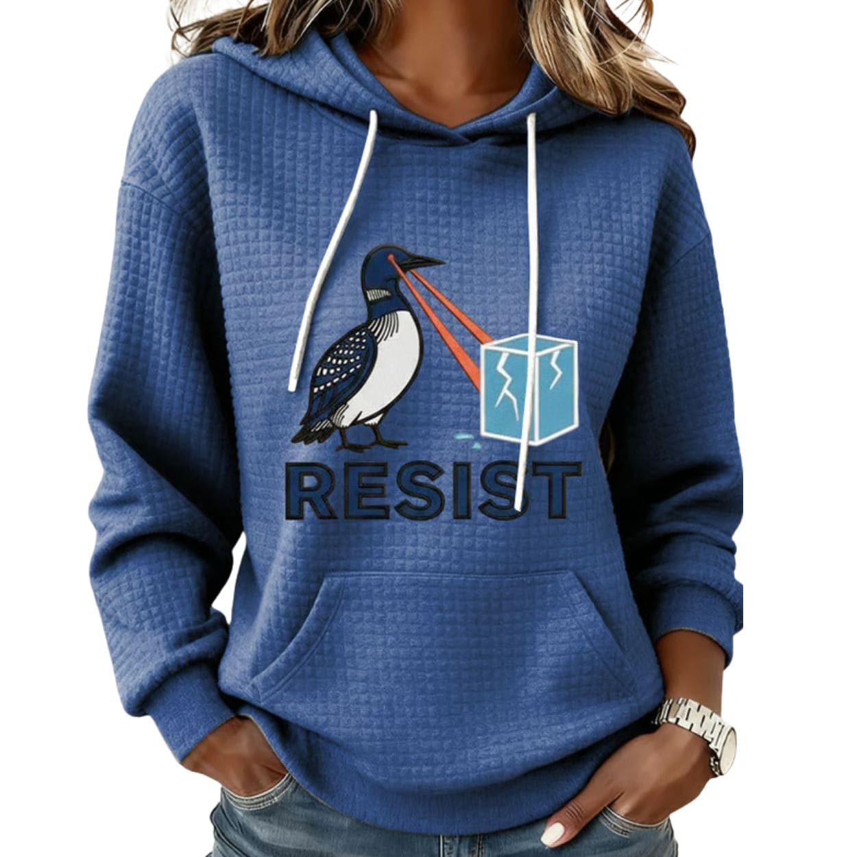 Laser Loon RESIST Print Waffle Hoodie Laser Loon RESIST Print Waffle Hoodie