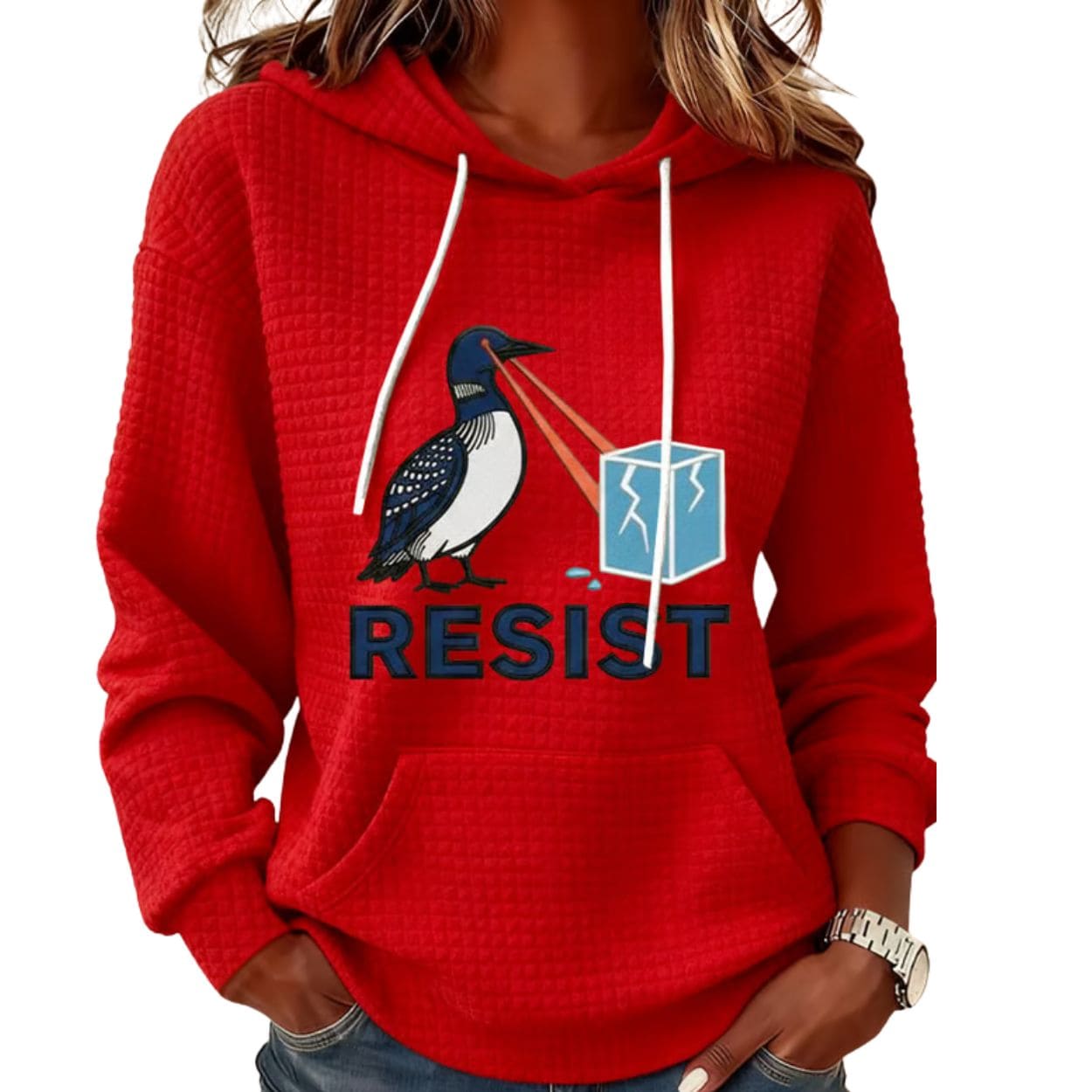 Laser Loon RESIST Print Waffle Hoodie Laser Loon RESIST Print Waffle Hoodie