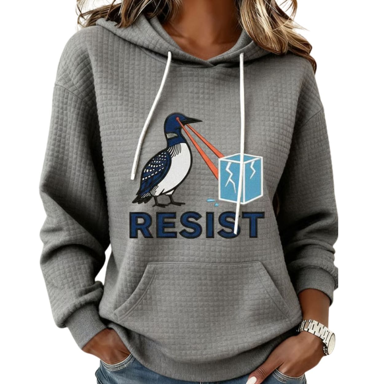 Laser Loon RESIST Print Waffle Hoodie Laser Loon RESIST Print Waffle Hoodie
